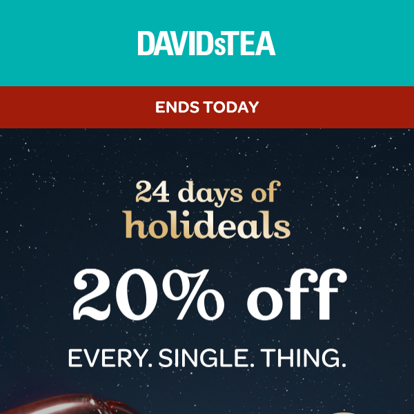20% off EVERYTHING – Ends tonight!