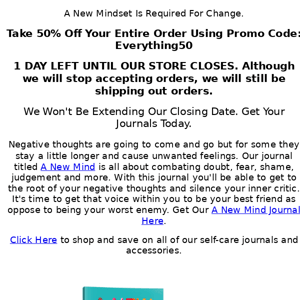 1 Day Left - Store Closing - 50% Off Everything