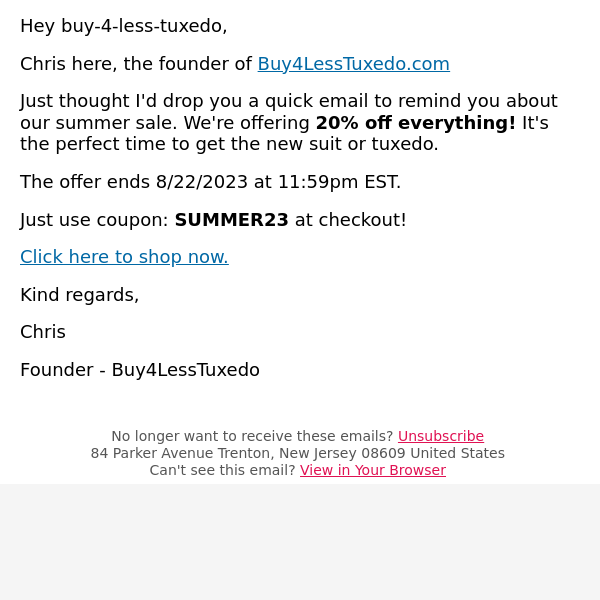 Buy 4 Less Tuxedo Our Summer Sale is Nearly Over!
