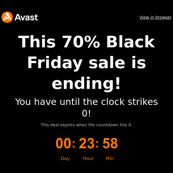 ✨Don’t miss this 70% savings Avast Black Friday special!