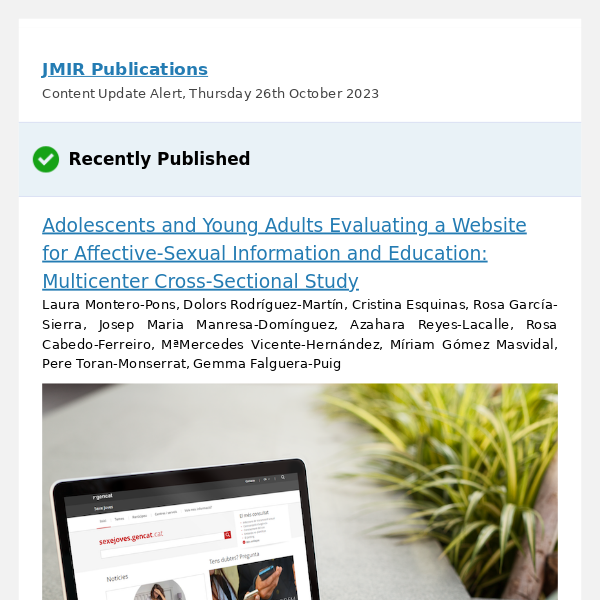 [JMIR] Adolescents and Young Adults Evaluating a Website for Affective-Sexual Information and Education: Multicenter Cross-Sectional Study