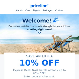 Welcome to Priceline, Coupon Inside!
