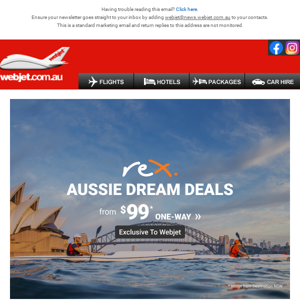 Aussie dream deals with Rex: $99 one-way to Melbourne!