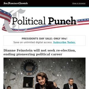 Dianne Feinstein will not seek re-election, ending pioneering political career