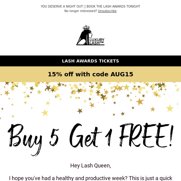 Buy 5 Get 1 Free on ALL Lash Trays - Simply add 6 to your cart & we'll only charge for 5!