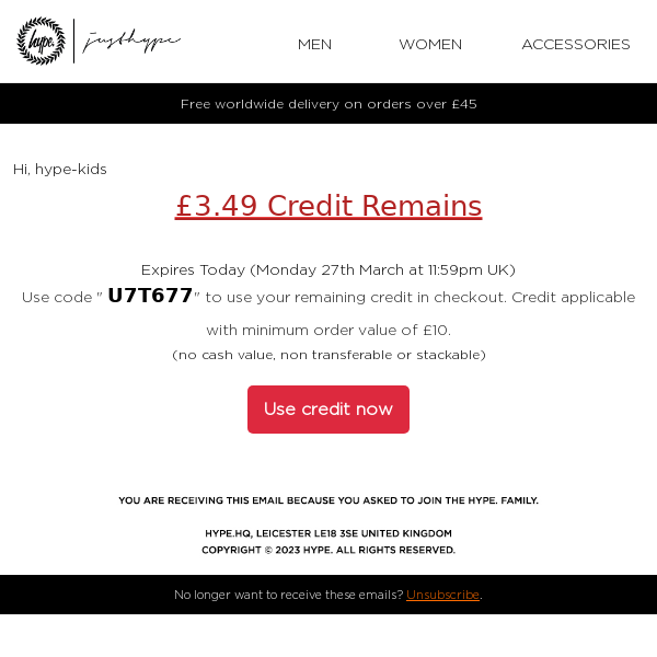 ⚠️ NOTICE: You have £3.49 credit!