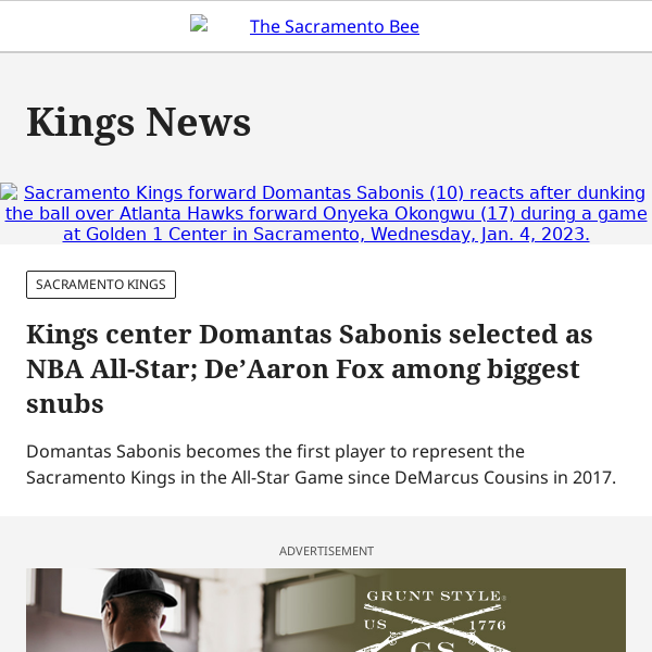 Domantas Sabonis to represent the Sacramento Kings at the 2023 NBA All-Star  Game