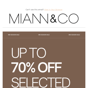 Up to 70% Off Selected Items!