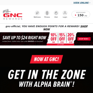 💪🧠 Alpha BRAIN Cognitive Support now at GNC!​
