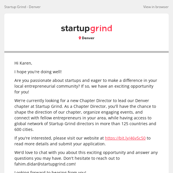 Exciting Opportunity: Become a Chapter Director at Startup Grind!