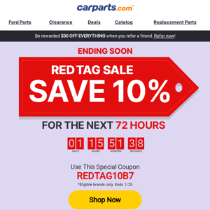 Final Hours: Red Hot Deals for Auto Parts Warehouse