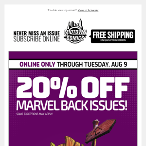 20% Off Marvel Back Issues Online Through Tuesday, August 9!