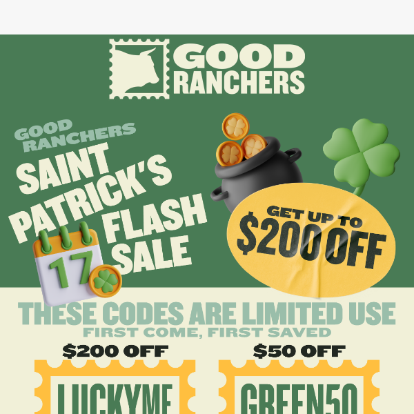 St Patrick's Flash Sale - Get $200 OFF 🍀 💵 🤞