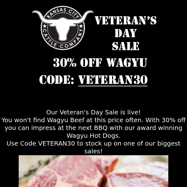 Wagyu Curious? Here's 30% Off For Veteran's Day