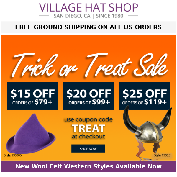 New Wool Felt Western Hats | Up To $25 Off Trick or Treat Sale Continues