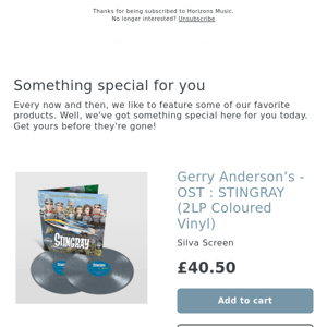 OUT NOW! Gerry Anderson’s - OST : STINGRAY (2LP Coloured Vinyl)