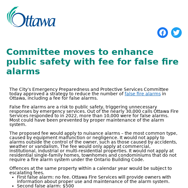 Committee moves to enhance public safety with fee for false fire alarms
