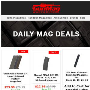 Tuesday Deals Never Looked So Good | Glock 17 9mm 17rd Mag for $24