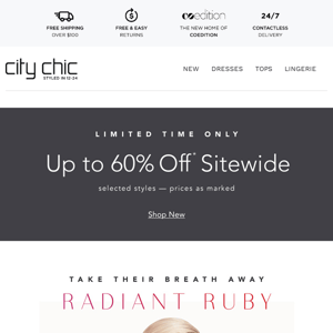 Radiant Ruby + Up to 60% Off* Sitewide