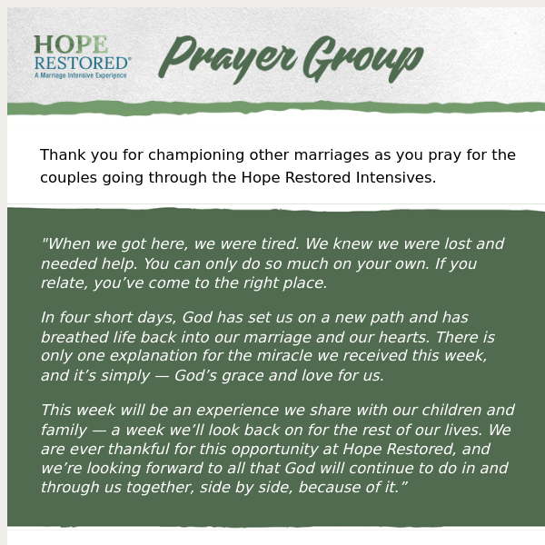 Hope Restored Prayer Initiative — Week of March 27th