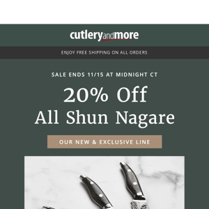 New & Exclusive: 20% Off Shun Nagare