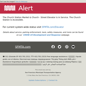 Metro Station Elevator Alert - Church Station Accessible