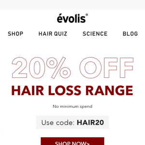 Regrow your hair. Save 20% our best-sellers 😏