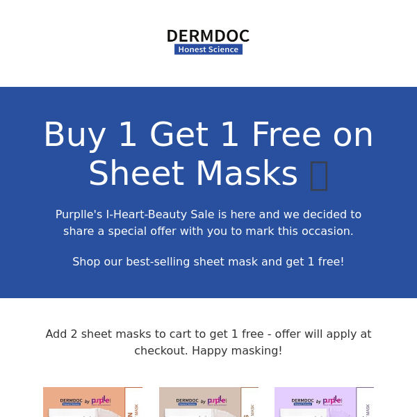 Buy 1 Get 1 Free on Sheet Masks