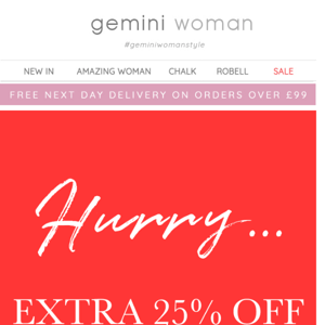 Hurry...Extra 25% off Sale! Ends Midnight