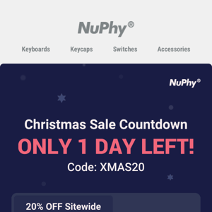 Ends Tomorrow! Christmas Sale 20% OFF