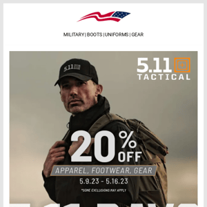 20% Off With 5.11 Days Savings