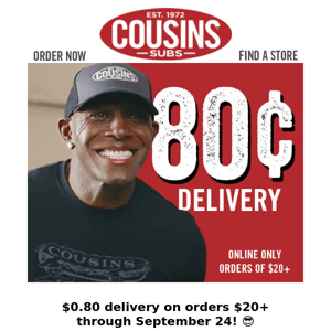 Our Driver is bringing you $0.80 delivery! 🚗🏈