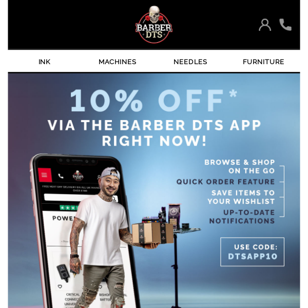10% off via the Barber DTS App! 📲