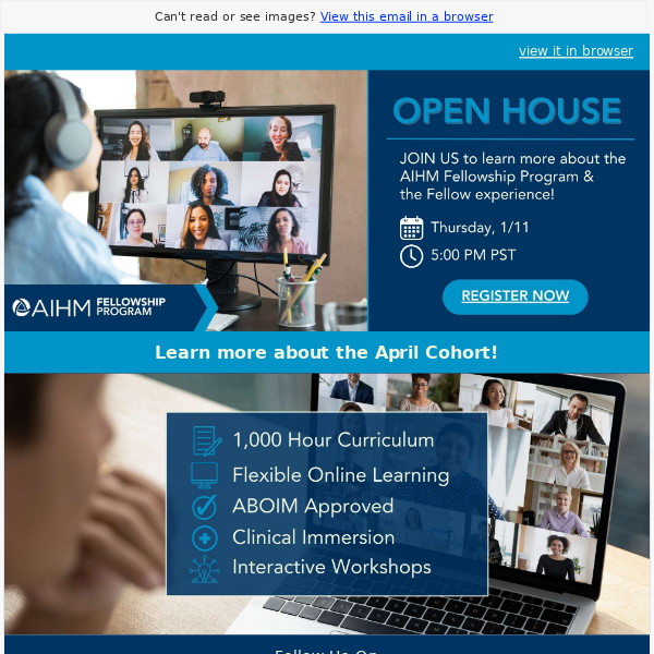 Last Call: Join the AIHM Fellowship Open House Today at 5:00 PM PST!