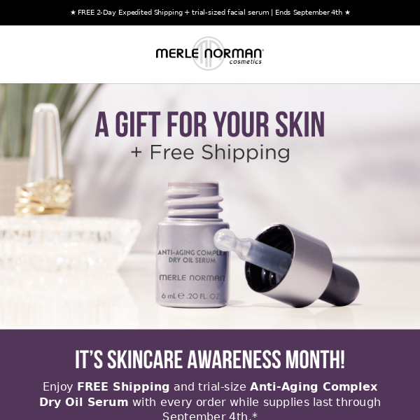 Merle Norman Cosmetics, we’ll cover your shipping! NO Minimum. Ends Monday!