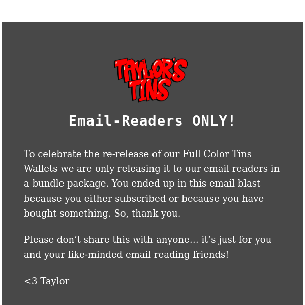 Email Readers Only Special