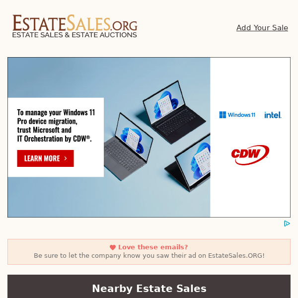 Your daily estate sales on EstateSales.org