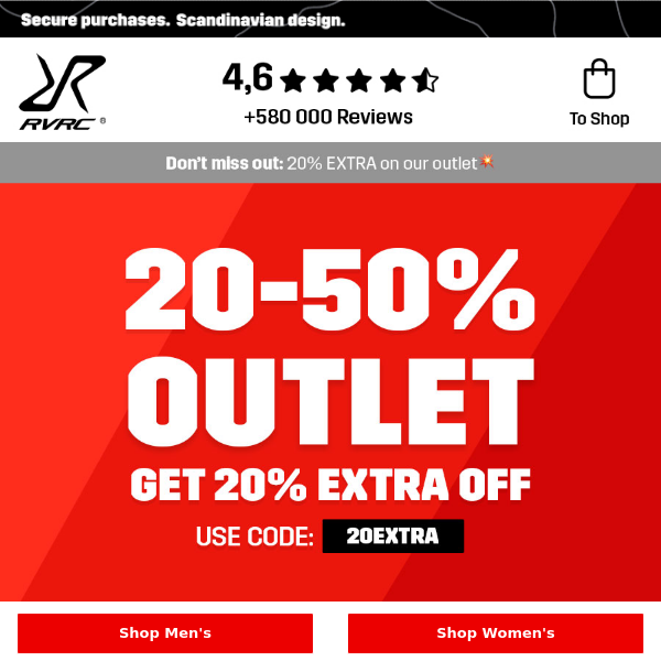 Don’t miss out: 20% EXTRA on our outlet💥