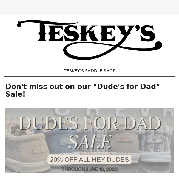 20% off all Hey Dudes for Dad 👞
