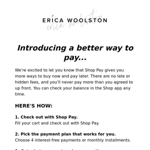 Now you can buy now and pay later with Shop Pay!