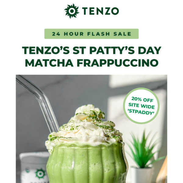 🍵 + 🍀 = 20% Off! Brew Luck with Our Matcha Frappuccino Recipe & Flash Sale!