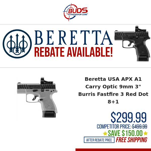 🔥BUDS BERETTA 9mm BARGAINS WITH OPTICS & FREE SHIPPING!📦