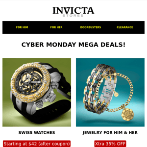 Invicta watches cyber on sale monday