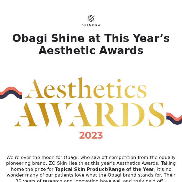 Aesthetics Awards 2023: Get 10% OFF Obagi products!