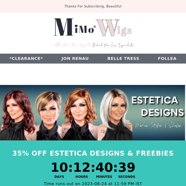 35% off Estetica PLUS free gift at MiMo 14-24th August 2023
