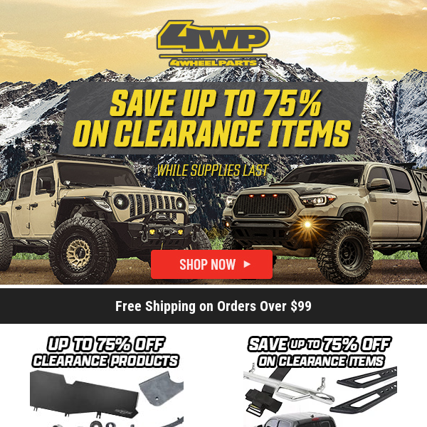 🚨 Clearance Alert! Up to 75% Off Smittybilt, 4WP Factory & Pro Comp and More.