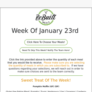 ReBuilt Meals Menu - Week of January 23rd