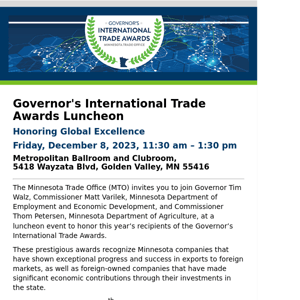 Governor's International Trade Awards Luncheon