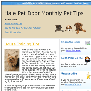 Hale Pet Door Pet Tips Issue 1