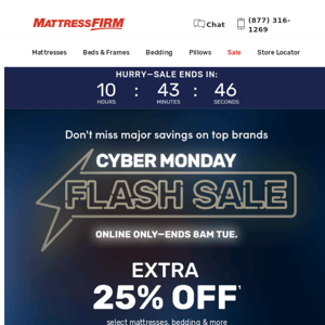 Hey, Mattress Firm—use your extra 25% off before 8AM